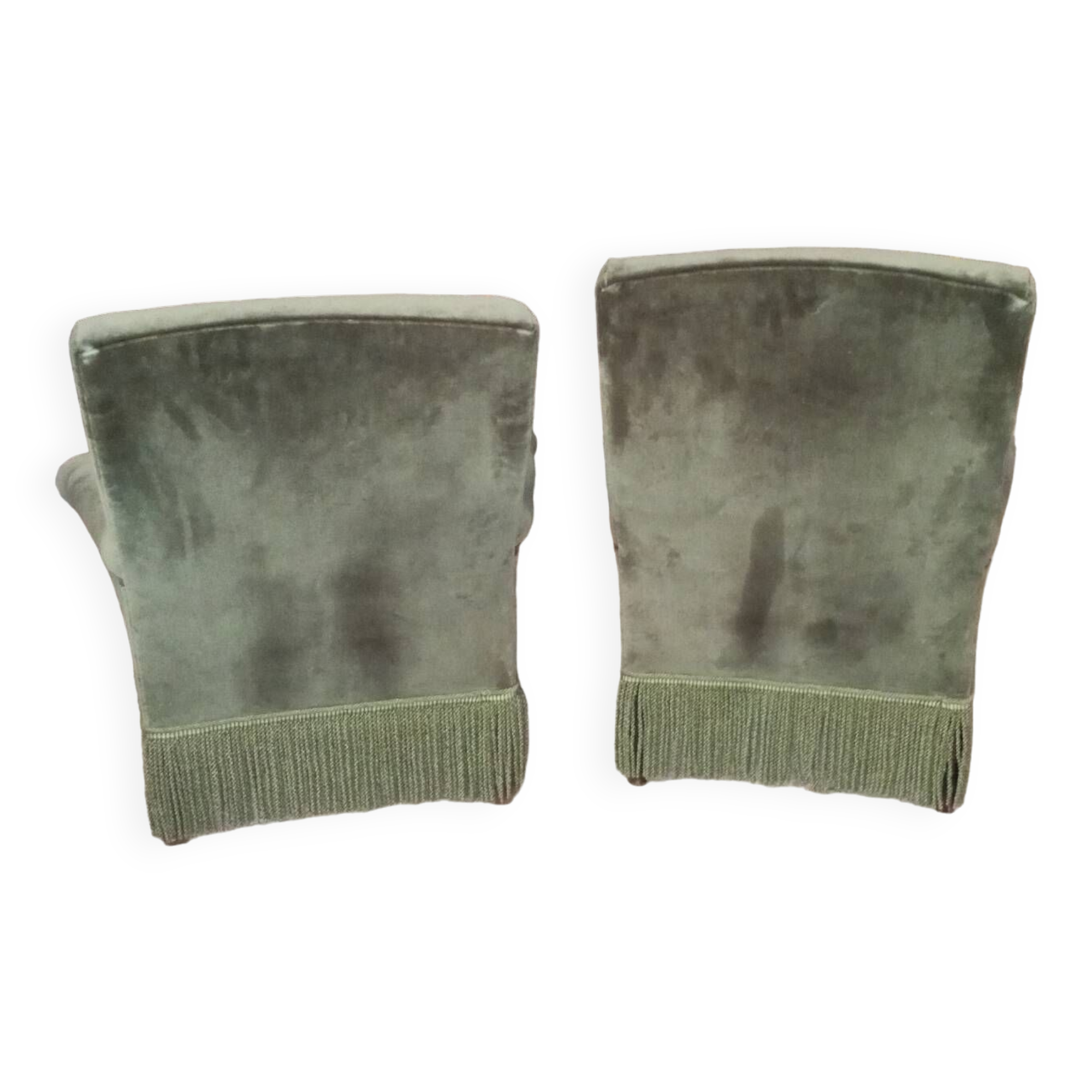 Olive green English armchairs