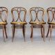 Set of 4 chairs Thonet N°19 canned to nine still unbleached, Engelstuhl 1880.
