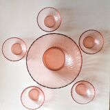 Rosaline service 5 cups and pink glass salad bowl