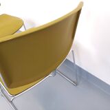 2 vintage Max Stacker Steelcase plastic and chrome stacking chairs