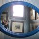 Blue pine oval mirror 50x67cm