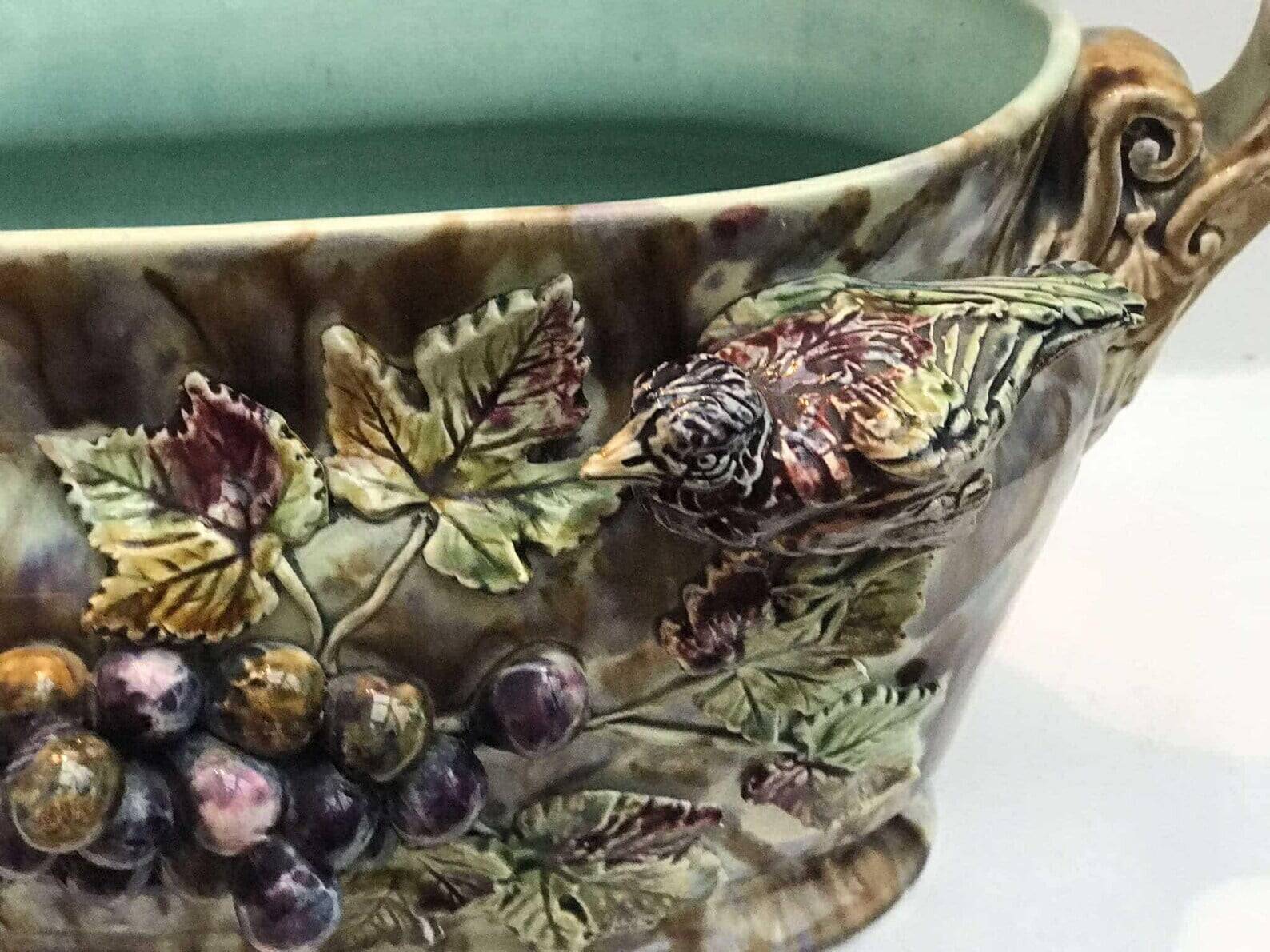 Antique Onnaing Barbotine Jardinière