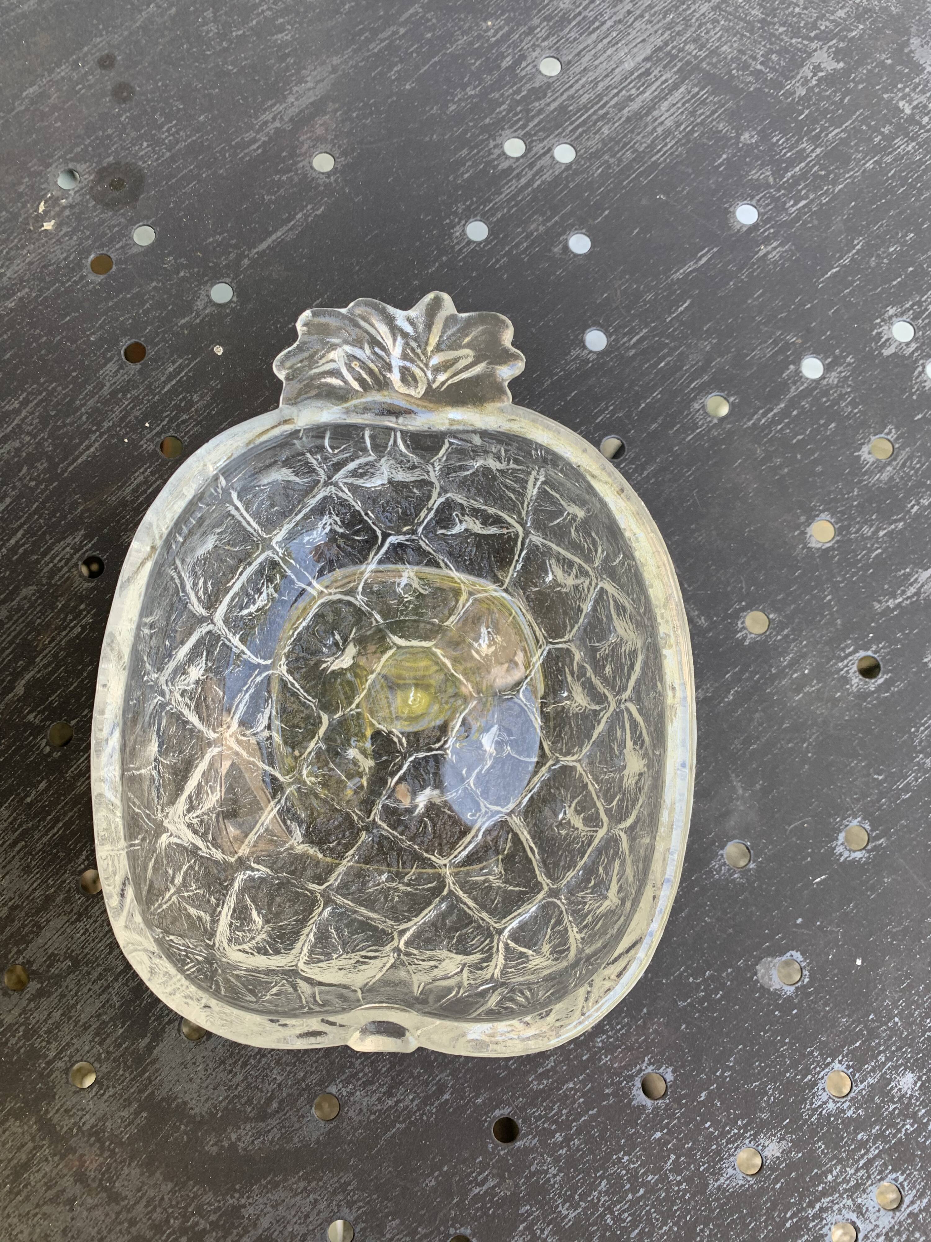 5 vintage transparent molded glass pineapple cups