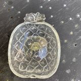 5 vintage transparent molded glass pineapple cups