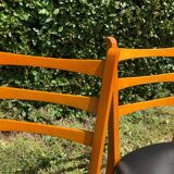Pair of vintage solid beech chairs from the 60s and 70s
