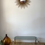 Coffee table in smoked glass and chrome 70s