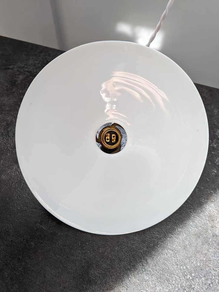 Old hanging lamp in white opaline Art Deco 1930 Ø 24.7 cm