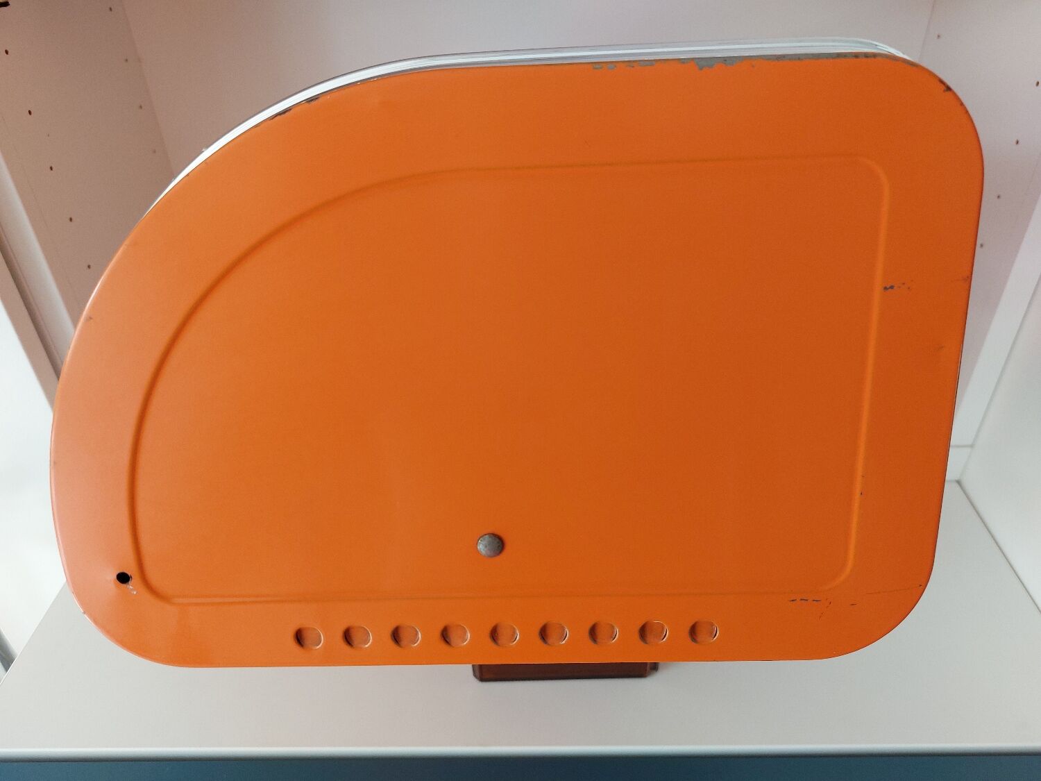 Vintage orange bread hutch