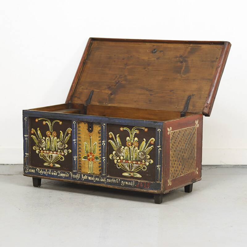 Painted Folk Art Bridal Chest 1825