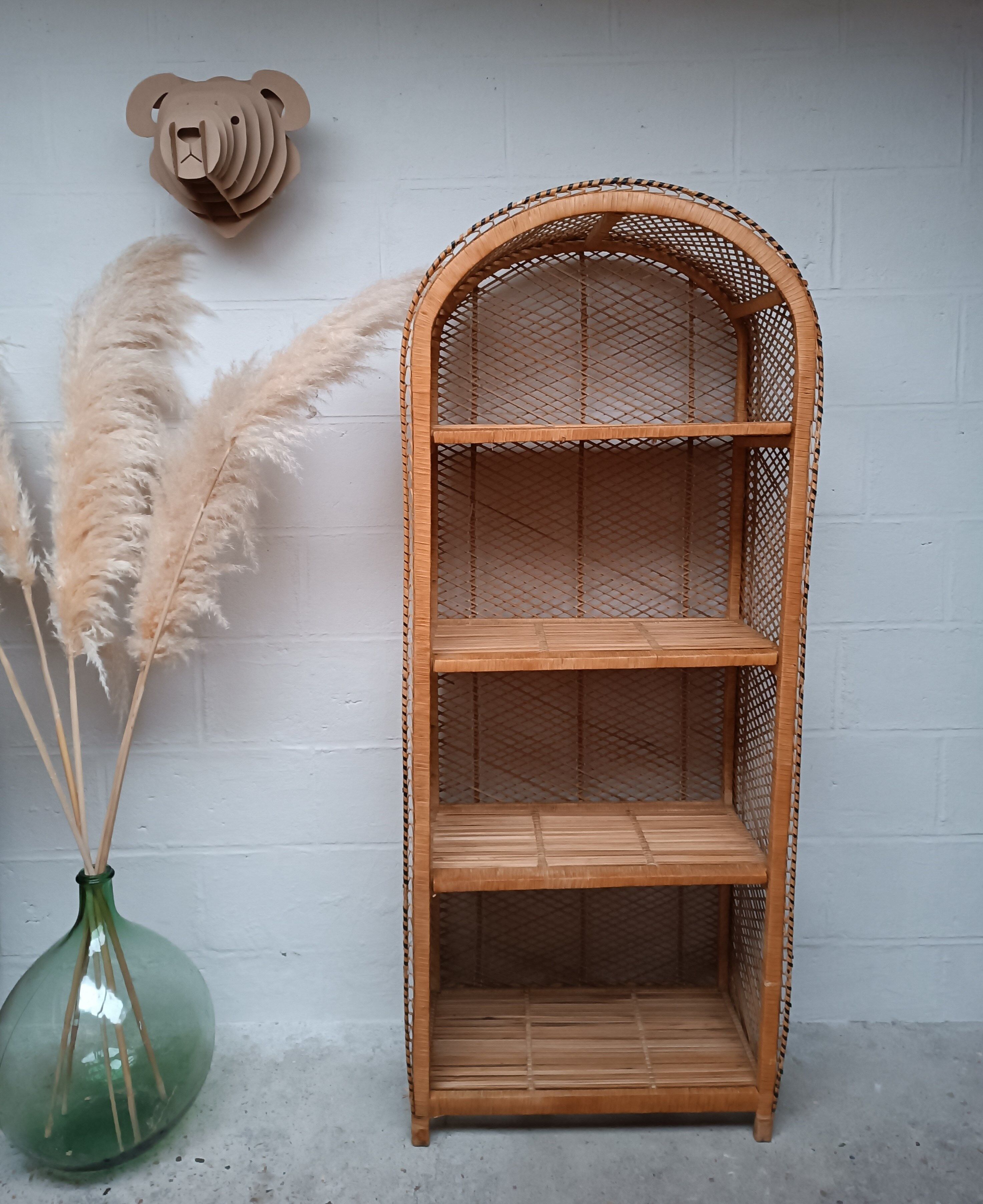 Vintage rattan bookcase