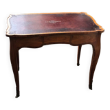 Desk, writing table with old glazed leather top