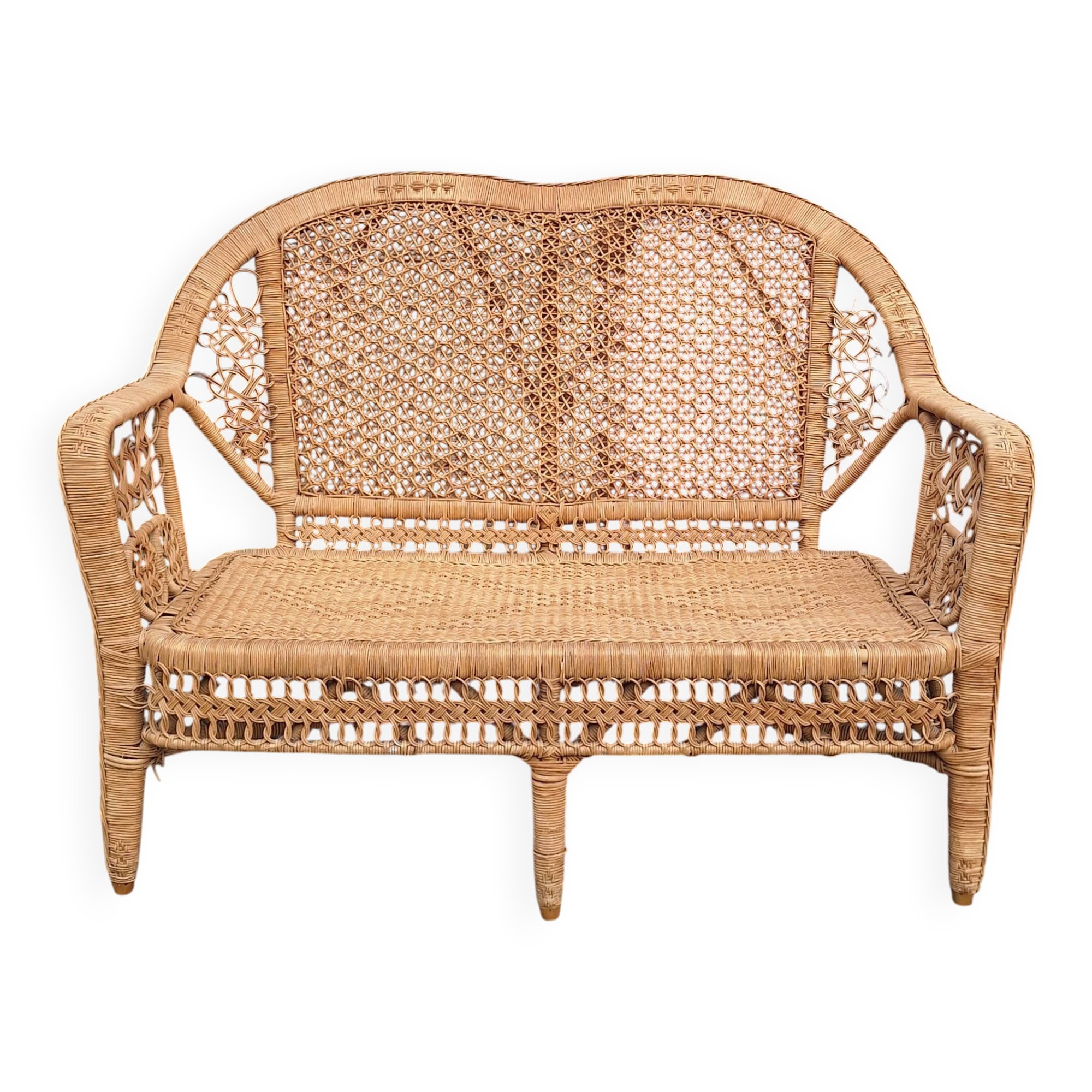 Peacock rattan bench