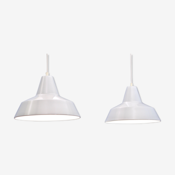 Set of 2 danish hanging lamps in white by Nordisk Solar, 1980s