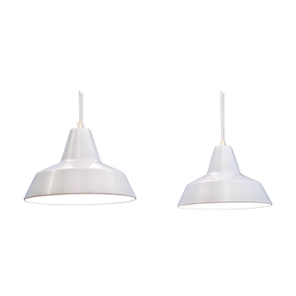 Set of 2 danish hanging lamps in white by Nordisk Solar, 1980s