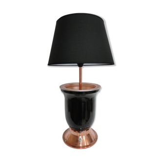 black and copper art deco lamp