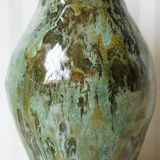 Small clay ceramic vase with glazes signed Sandrine, 2007