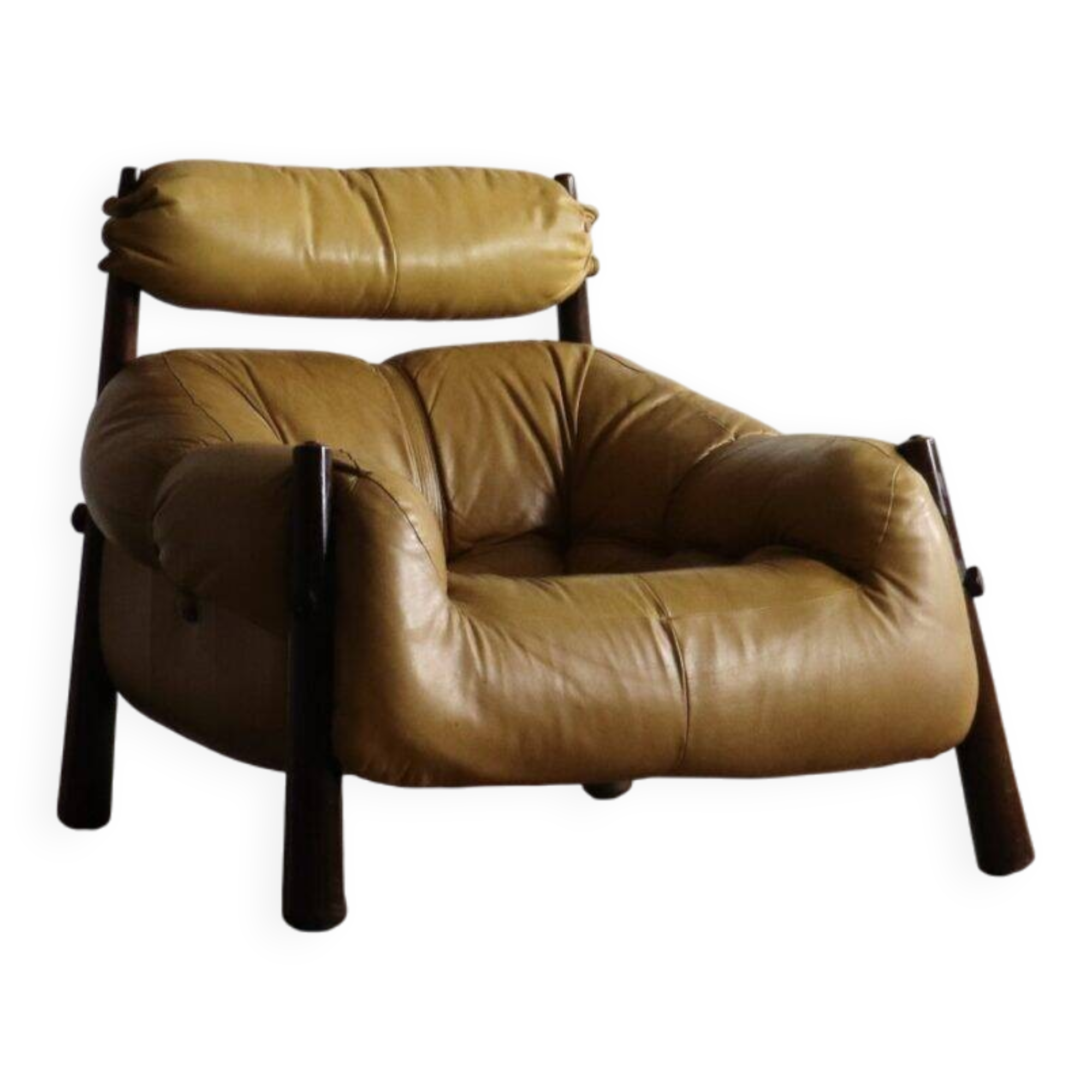 Percival Lafer MP-81 lounge chair in yellow leather, Brazil 1970s