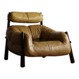 Percival Lafer MP-81 lounge chair in yellow leather, Brazil 1970s