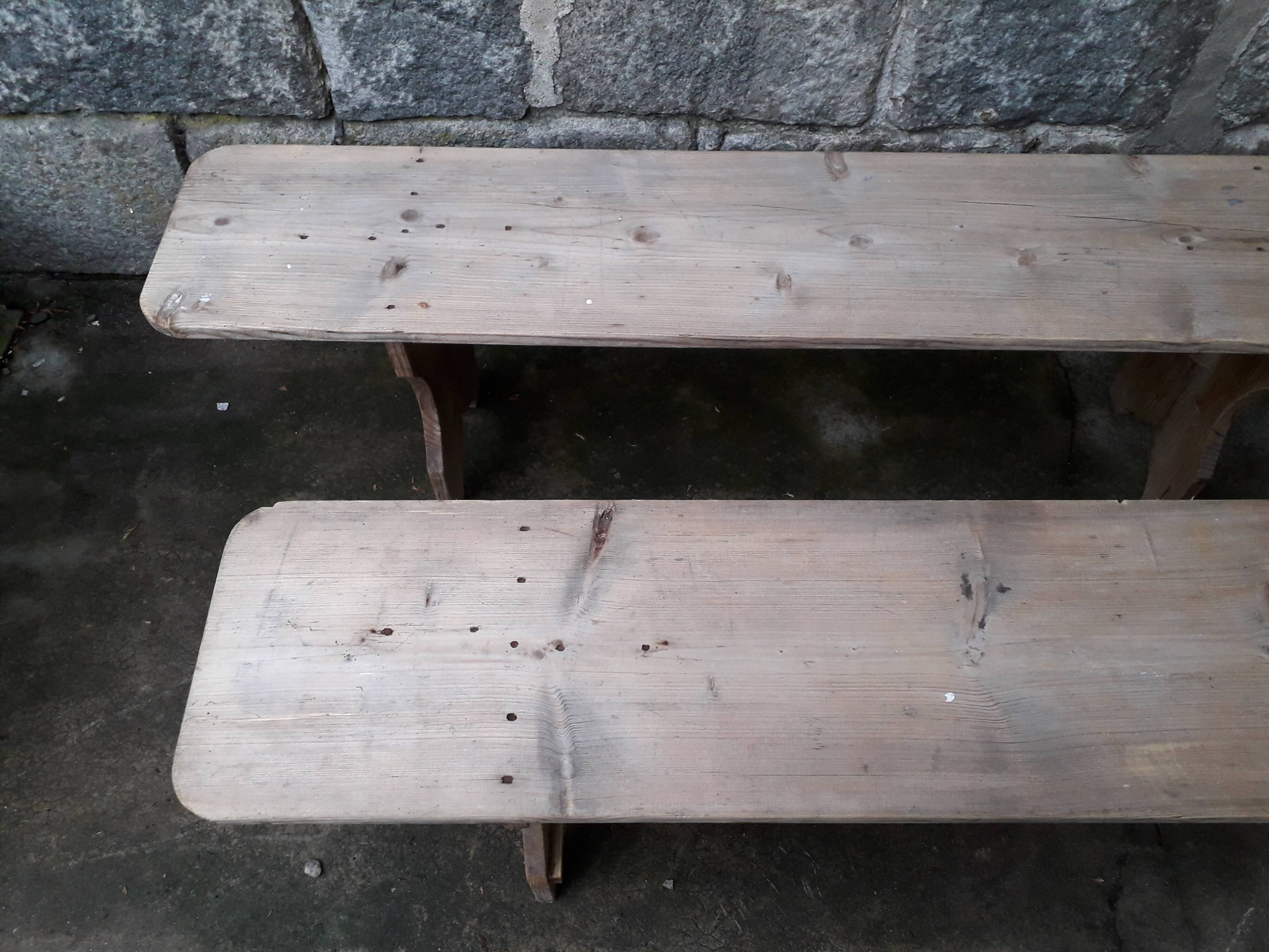 Pair of rustic benches 265 cm