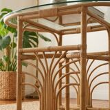 Small oval dining table in rattan "Double Gerbe" – Duo Rivie format