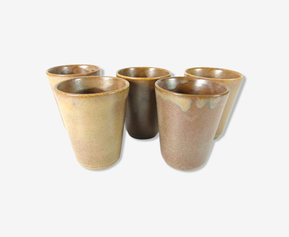 5 tasses à café de Digoin en grès