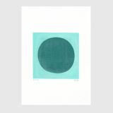 Abstract painting on paper - moon - painting signed eawy