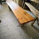 Walnut and stainless steel bench, 1980