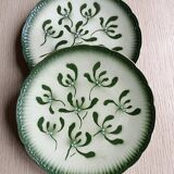 Rare Badonviller plates late 19th mistletoe decor
