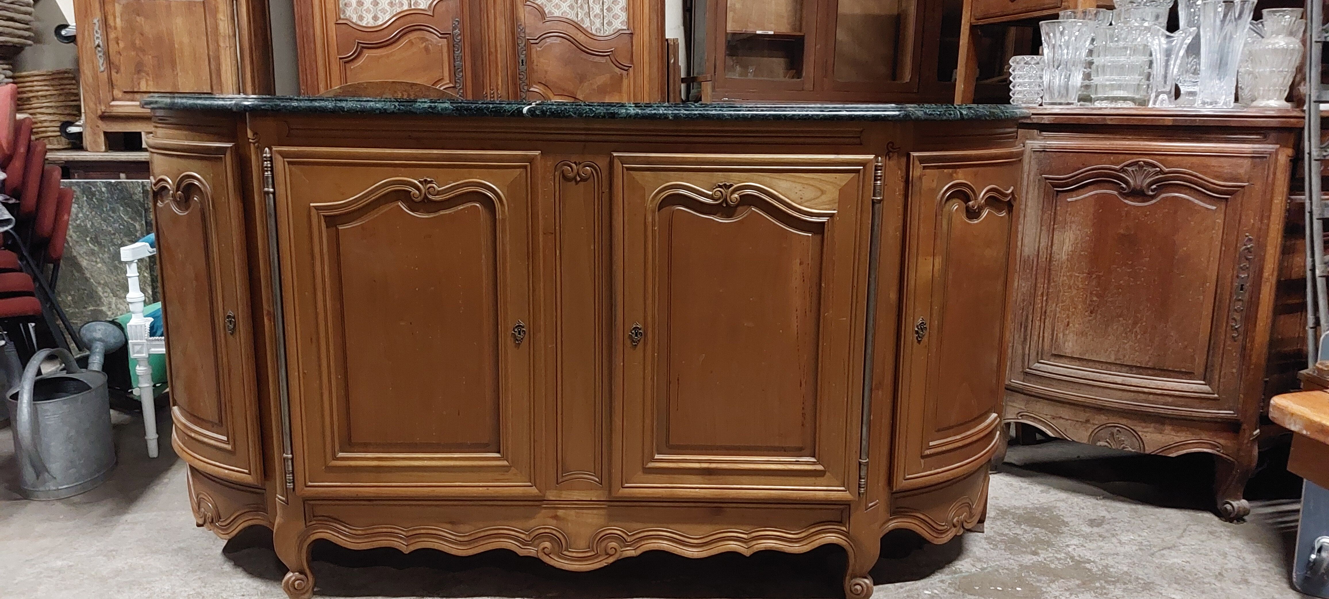 Louis XV style sideboard in cherry wood 4 doors