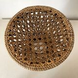 Rattan and cane stool in the shape of a Tam Tam stool