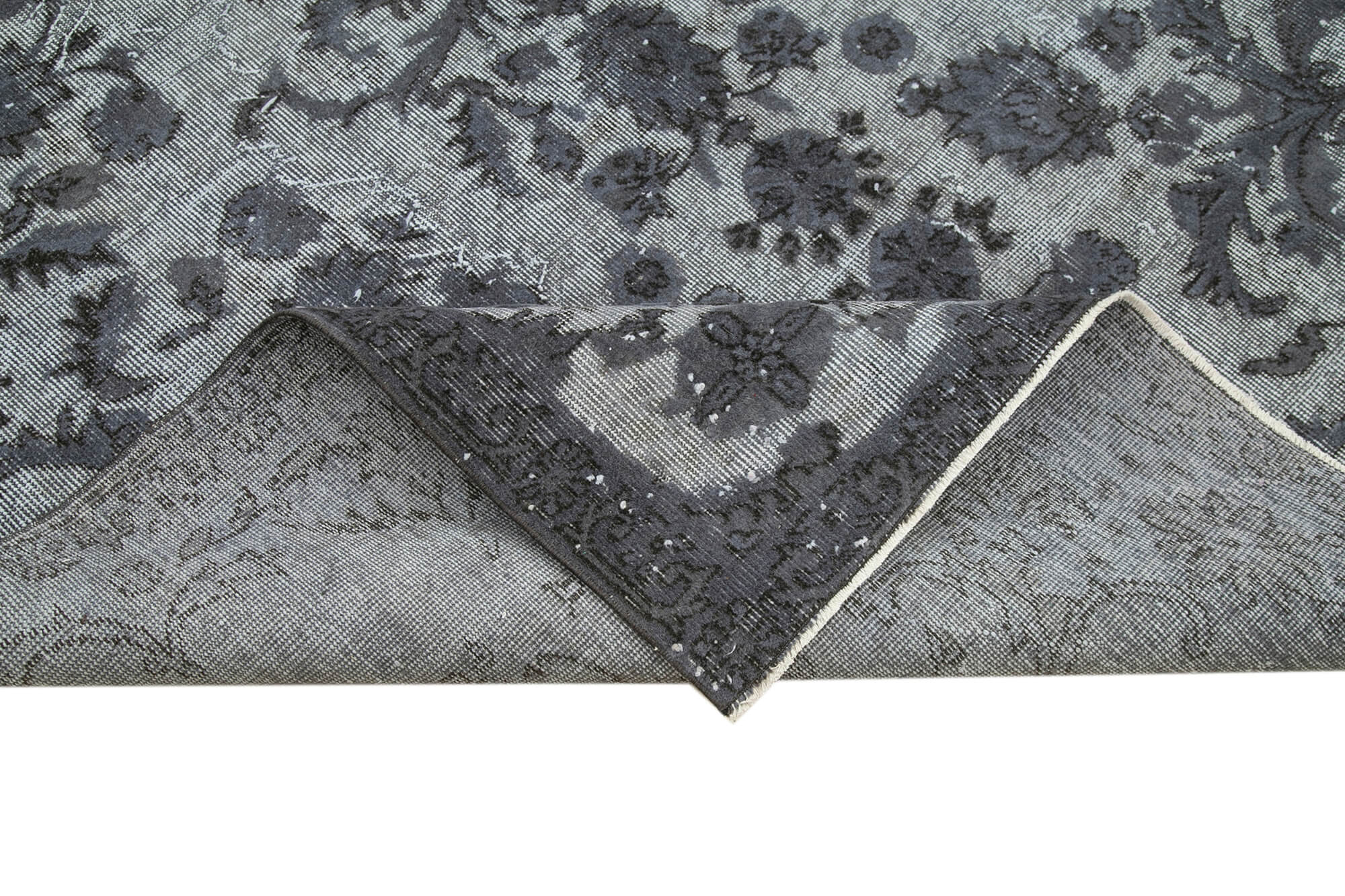 Hand-knotted rustic anatolian 1970s 190 cm x 277 cm grey rug