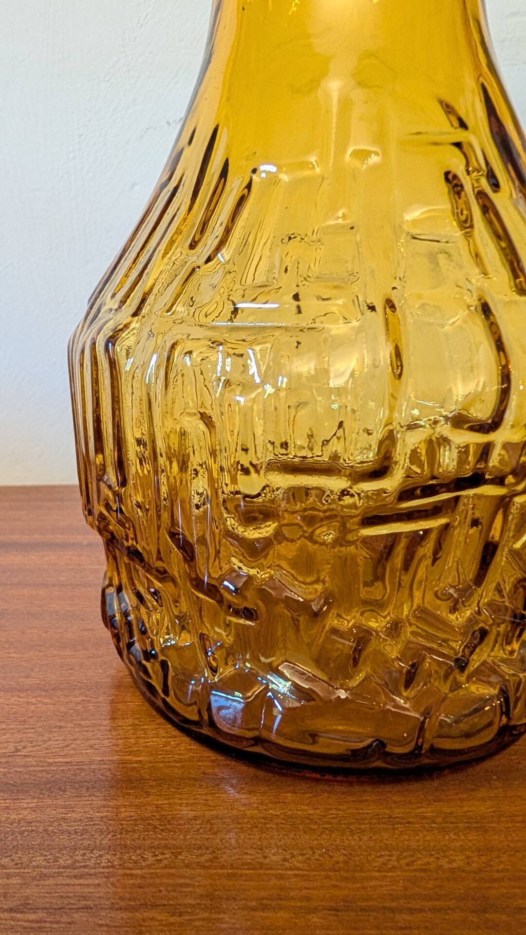 Italian pitcher textured amber glass 70's