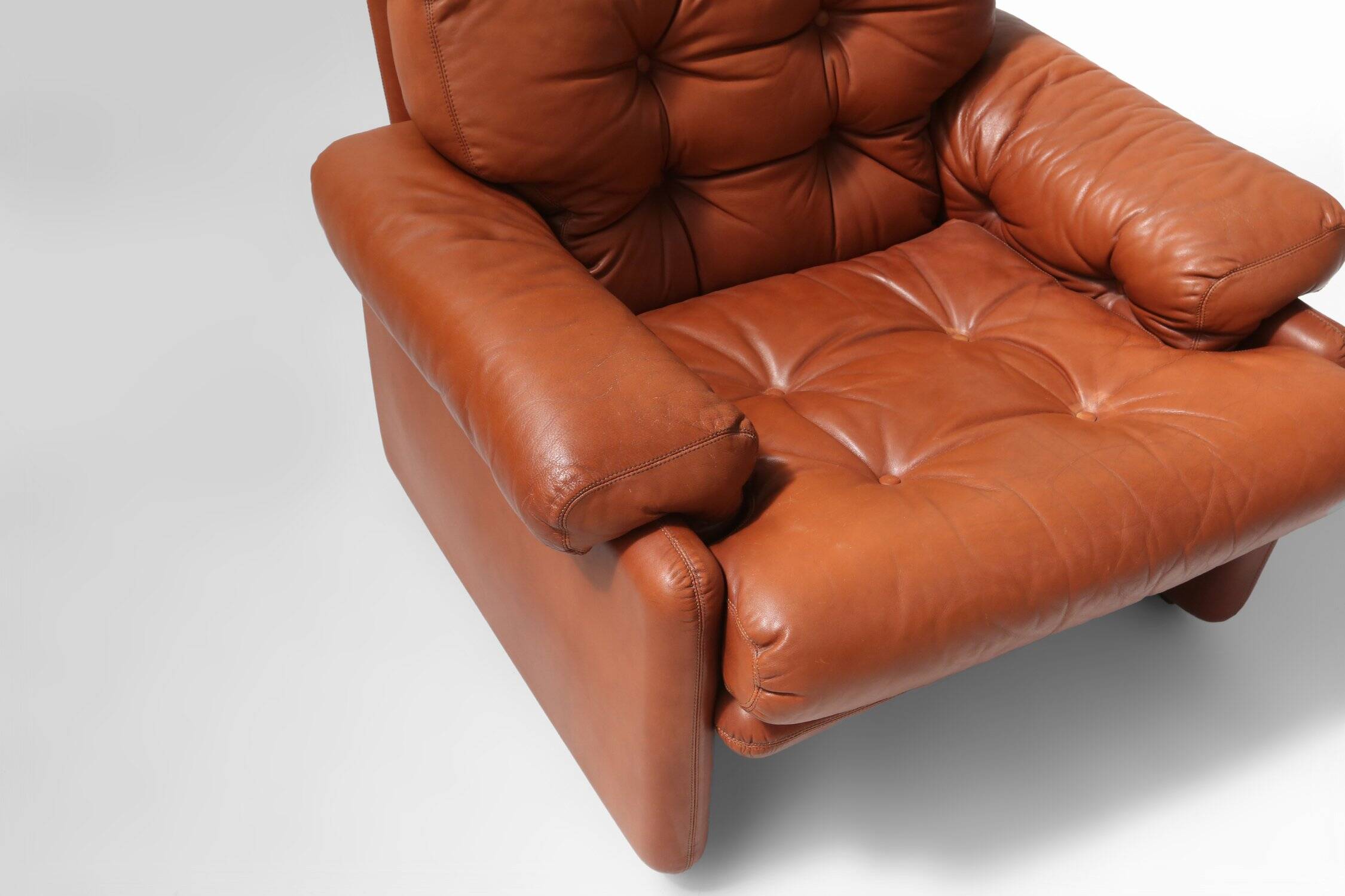 Brown Leather Armchair Coronado by Tobia Scarpa for B&b Italia, Italy, 1960