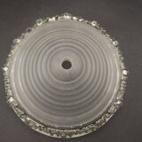 Signed EZAN France Frosted & Clear Glass Icicle Shades - Art Deco Lighting