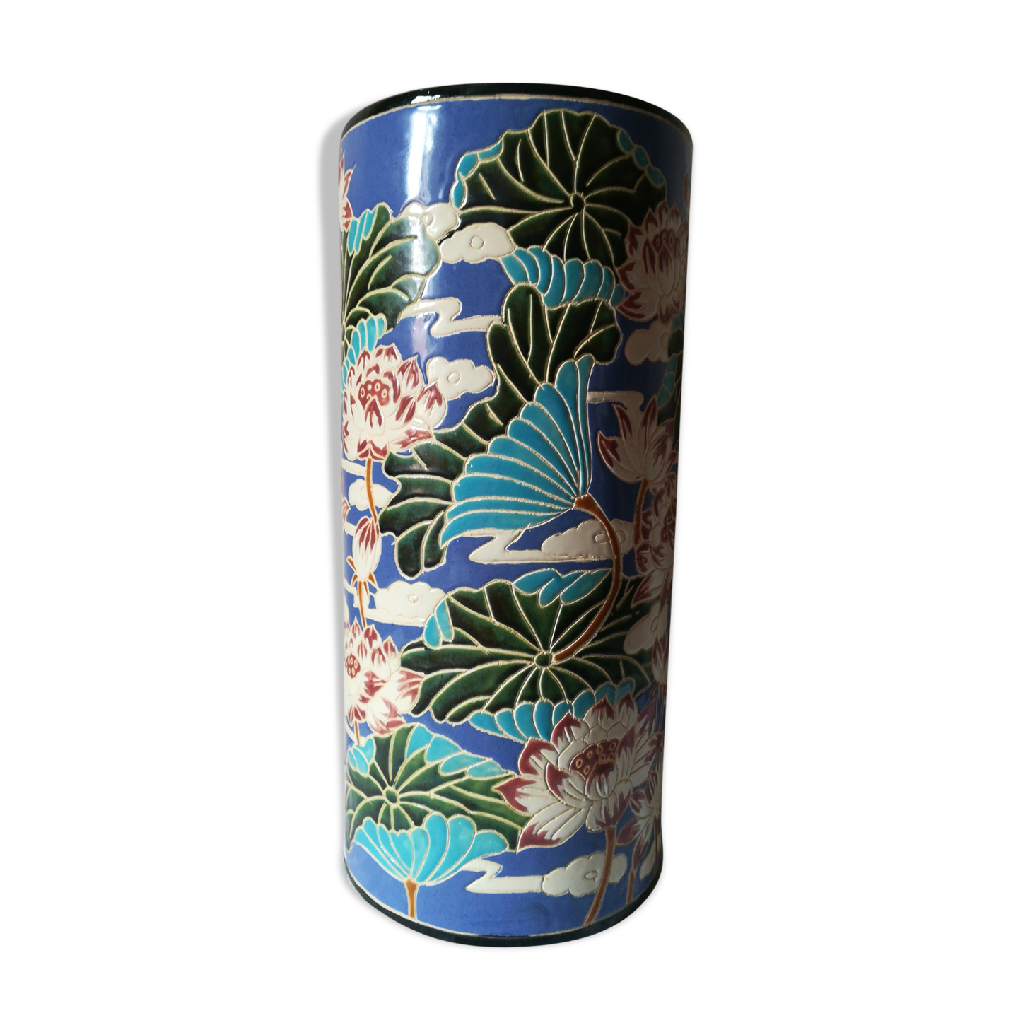 Umbrella holder ceramic a decoration of lotus