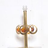 Lampe de table en laiton avec ornements en verre couleur ambre ca  1970