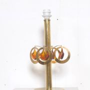 Lampe de table en laiton avec ornements en verre couleur ambre ca  1970
