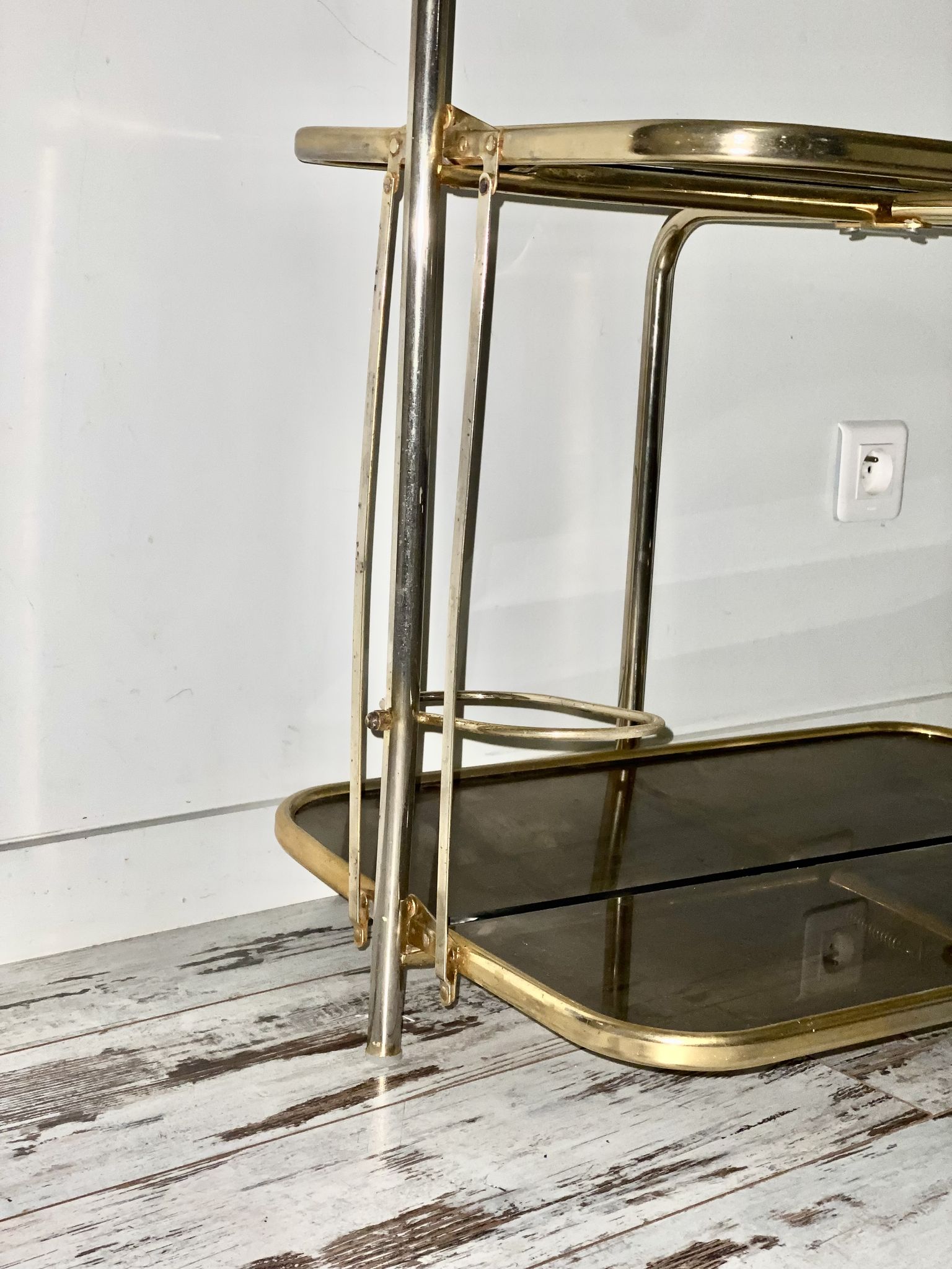 Golden tubing bar and smoked glass top circa 60/70
