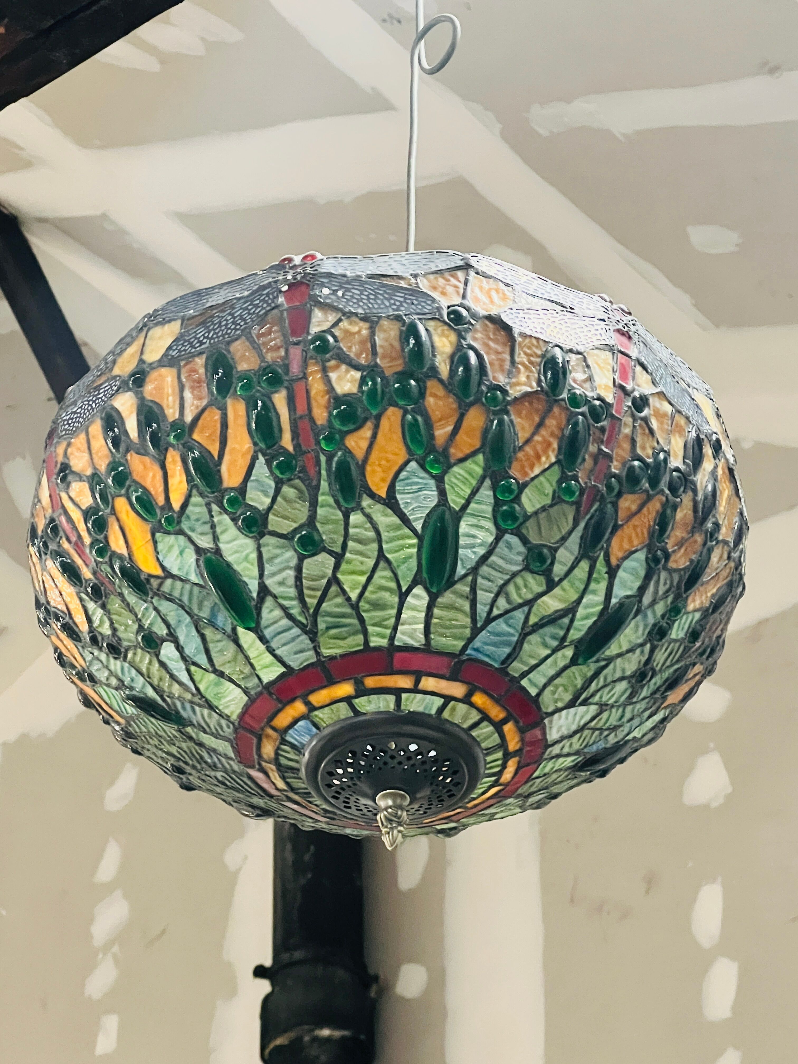 Suspension tiffany dragonfly green