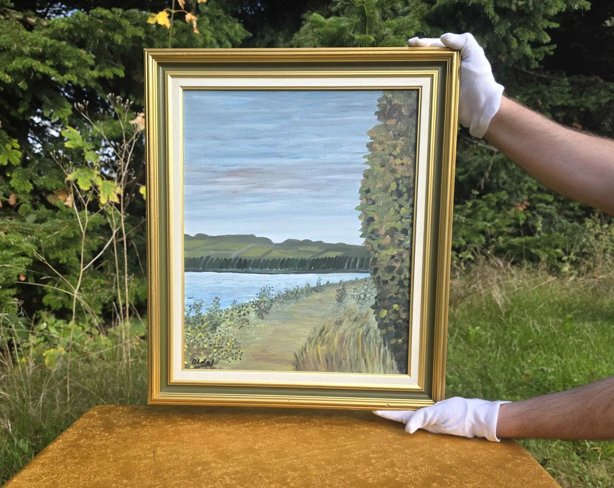 French Seine River Landscape Oil Painting