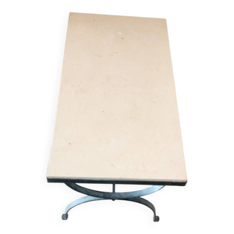 Table basse en fer forgé et marbre