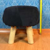 1990s pouf scandinavian patchwork stool