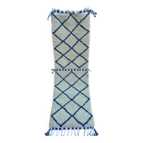 White and blue Berber runner rug