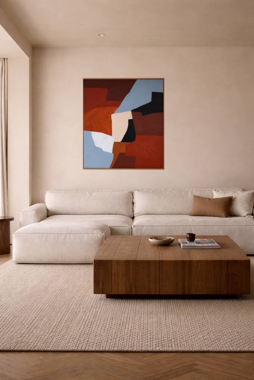 Stretched canvas painting "Fragments of Balance" signed Bodasca