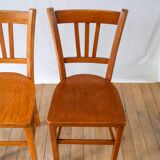 Set of 3 wooden bistro chairs 1950