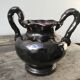 Black Ceramic Vase, pink inside color, signed