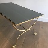 Neoclassical brass style coffee table with dolphin head decoration