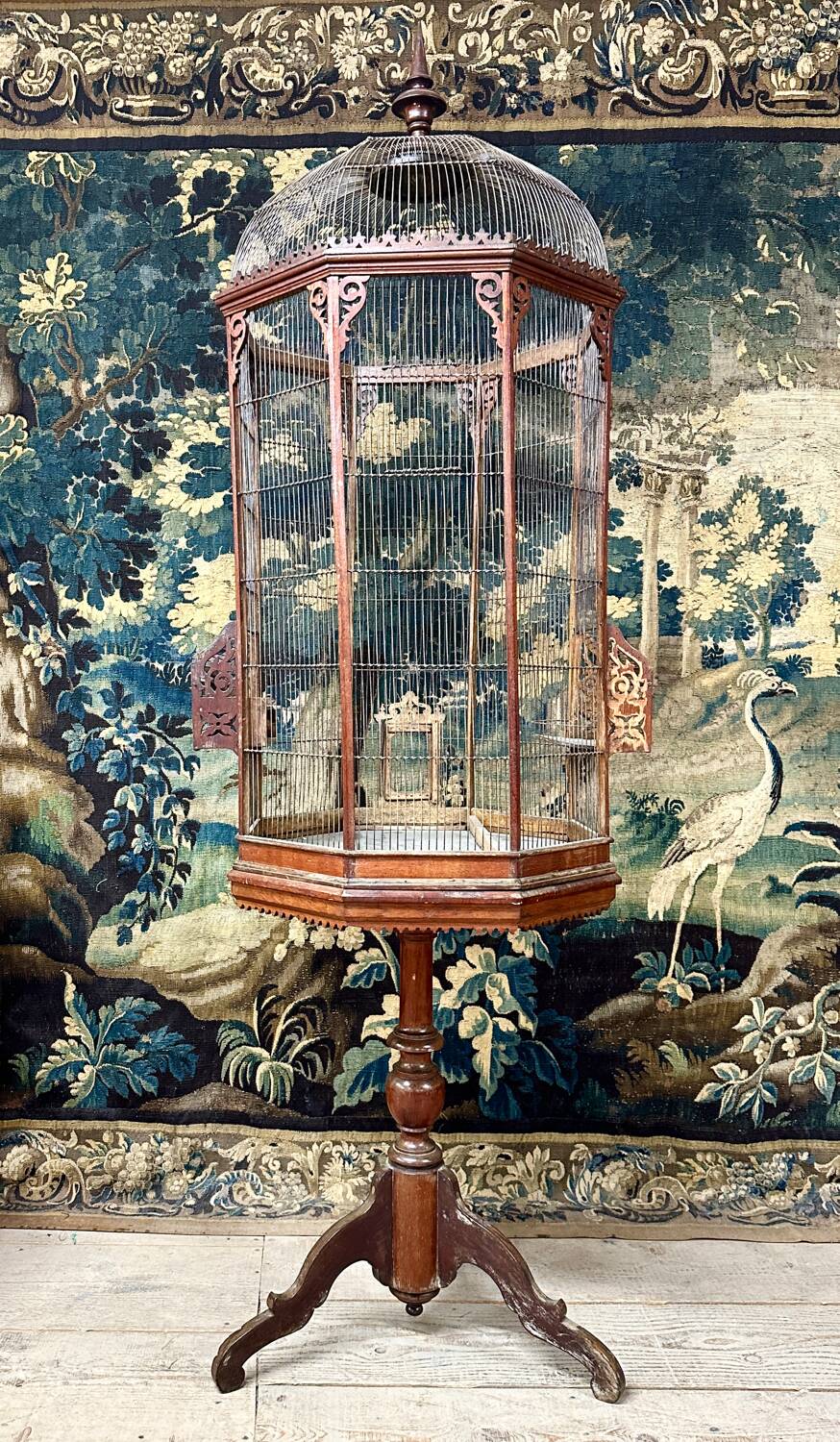 Bird Cage or Old Aviary In Carved Wood, Vintage Work Circa 1900