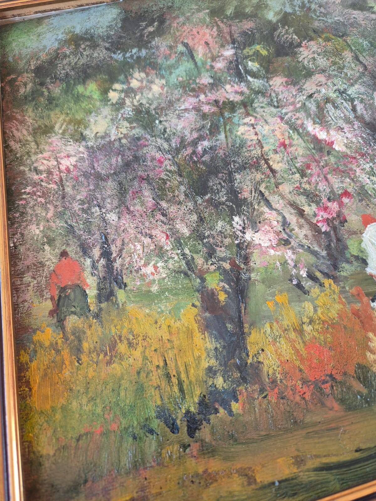Tableau Huile sur Bois "Primavera" par Guido Bertuzzi - École Milanaise (19