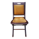 Folding chair, wood and vintage yellow ochre velvet